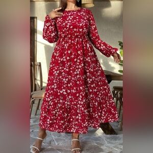 Floral Red Maxi Dress